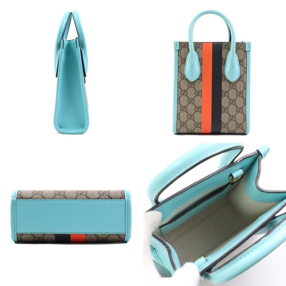 Gucci 2way Supreme Bag Brown Blue Shoulder GG Canvas Brown Blue